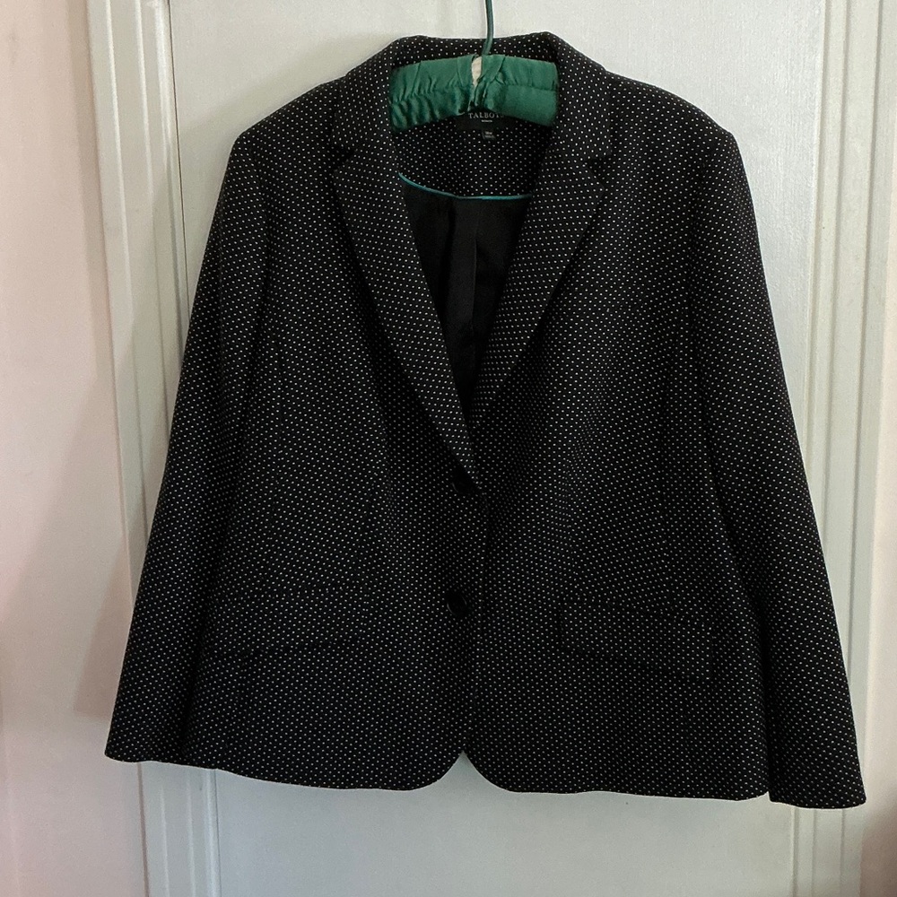 Talbots Black and White Polka Dot Blazer 18W